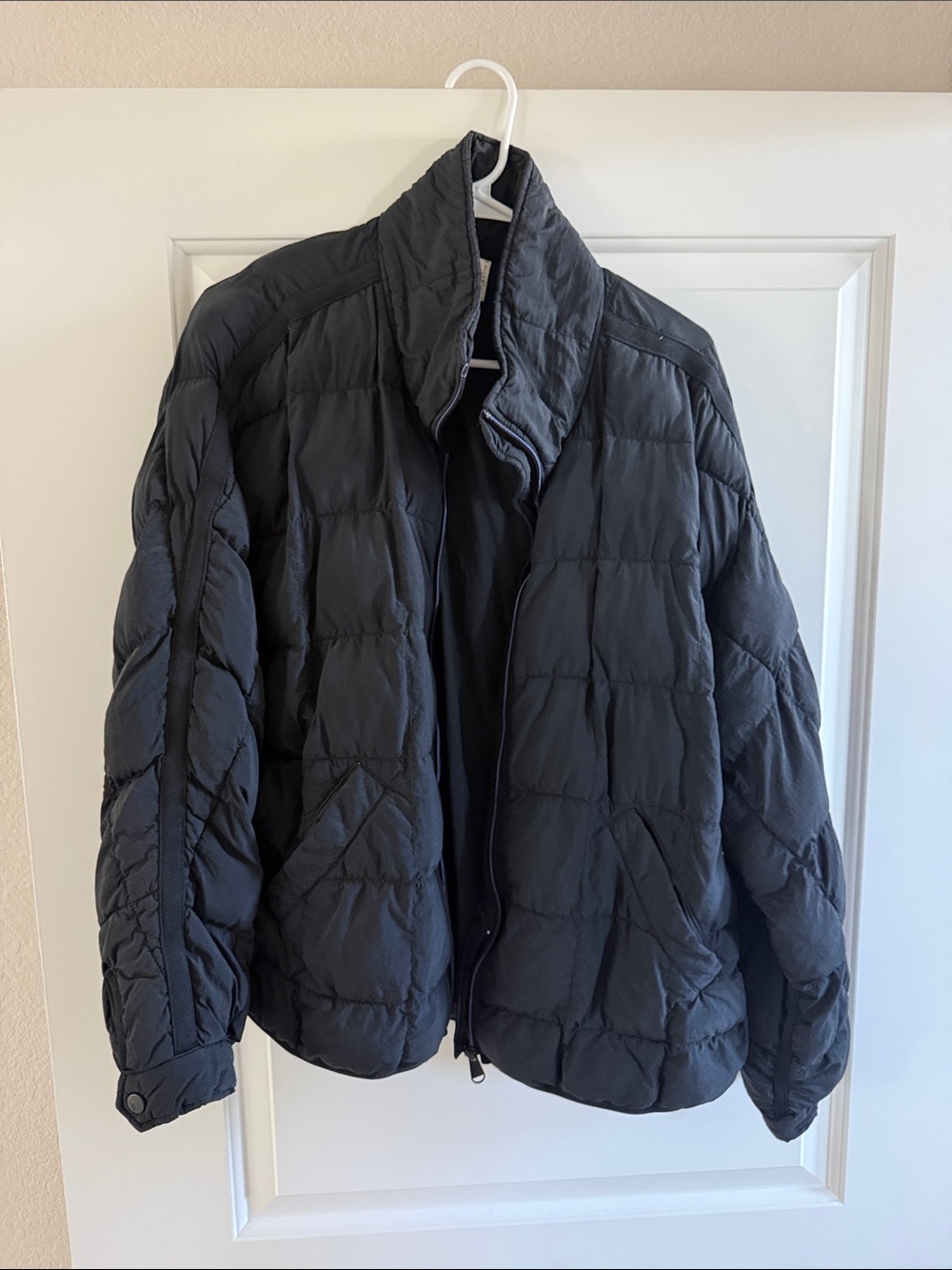 Free People Black Quilted Puffer with High Collar